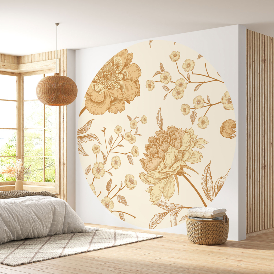 Runde Fototapete - Blumenmotiv
