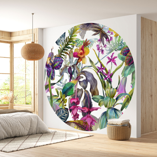 Runde Fototapete - Blumenmotiv