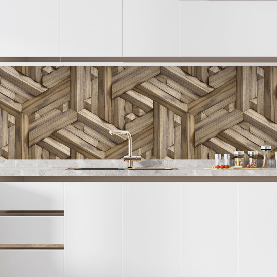 Selbstklebende Küchenrückwand - Geometrisches Holz