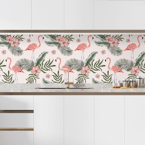 Selbstklebende Küchenrückwand - Rosa Flamingos