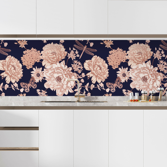 Selbstklebende Küchenrückwand - Schmetterlingsblumen