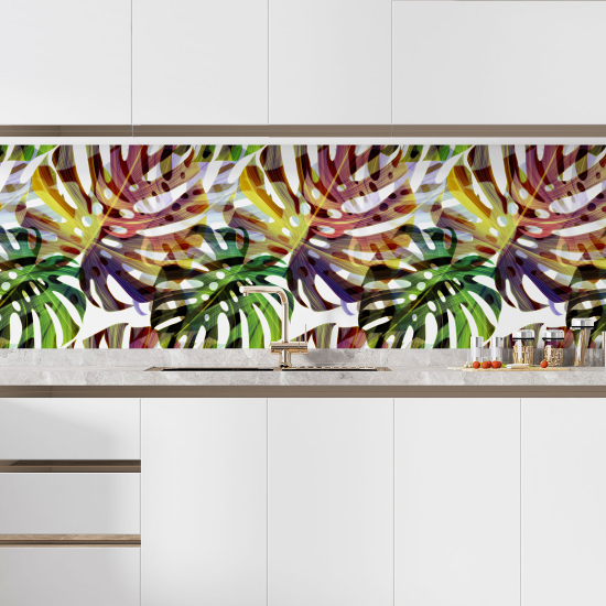 Selbstklebende Küchenrückwand - Tropische Blumen