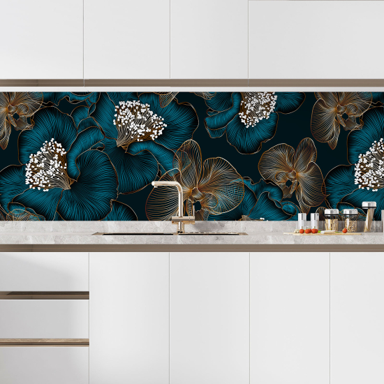 Selbstklebende Küchenrückwand - Tropische Blumen