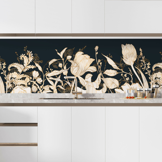 Selbstklebende Küchenrückwand - Tropische Blumen