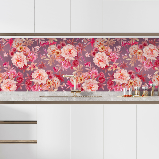 Selbstklebende Küchenrückwand - Tropische Blumen