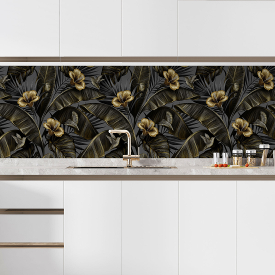 Selbstklebende Küchenrückwand - Tropische Blumen