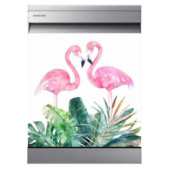 Spülmaschinenaufkleber - Rosa Flamingos
