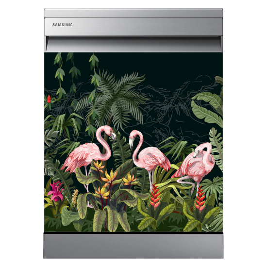 Spülmaschinenaufkleber - Rosa Flamingos