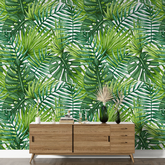 Tapete mit großem Muster - Botanisches Motiv