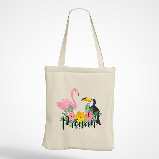 Tragetasche Personalisiert - Rosa Flamingo Tukan
