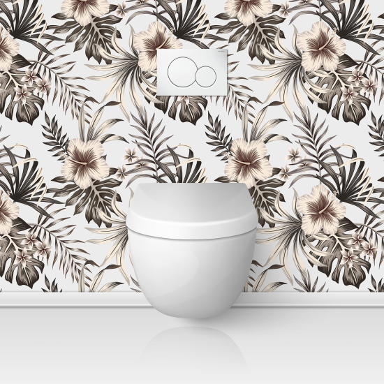 Wandtattoo für toilette - WC - Tropische Blumen