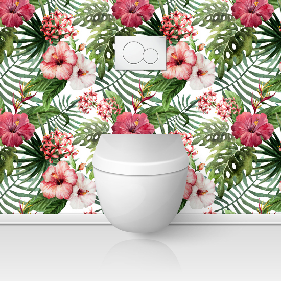 Wandtattoo für toilette - WC - Tropische Blumen