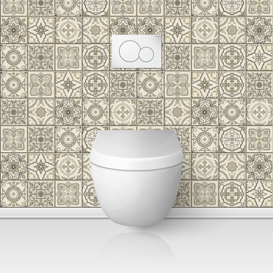 Wandtattoo für toilette - WC - Zementfliesen-Effekt