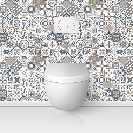 Wandtattoo für toilette - WC - Zementfliesen-Effekt