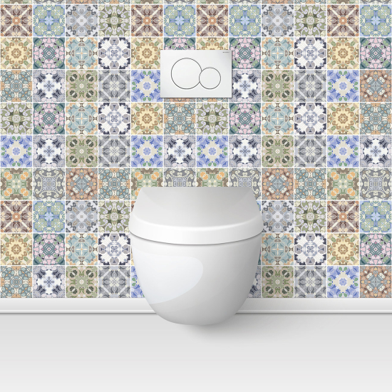 Wandtattoo für toilette - WC - Zementfliesen-Effekt
