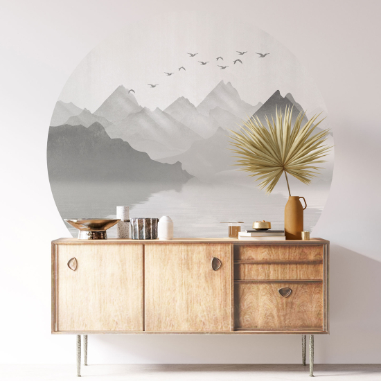 Wandtattoo rund - Abstrakte Berge