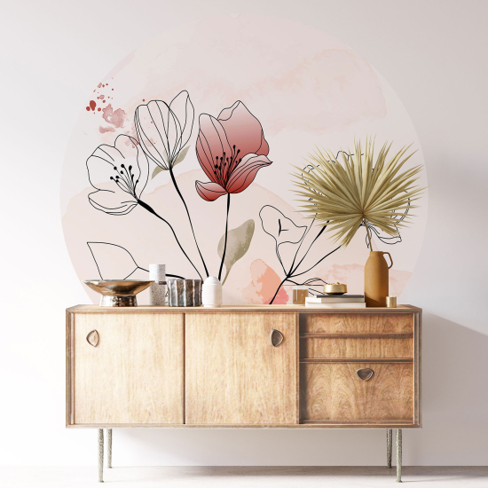 Wandtattoo rund - Blumen