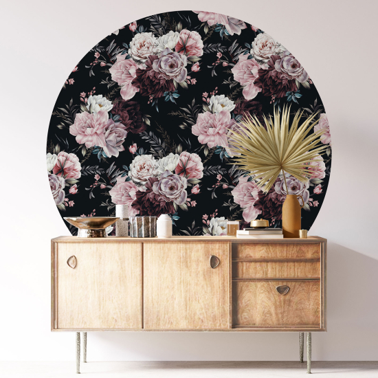 Wandtattoo rund - Blumenmuster