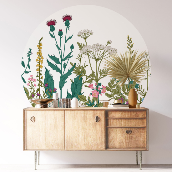 Wandtattoo rund - Blumenmuster