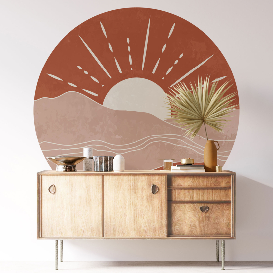 Wandtattoo rund - Sonne Boho