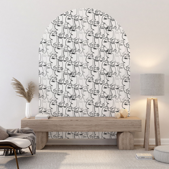 Wandtattoo Rundbogen - Abstrakte Gesichter