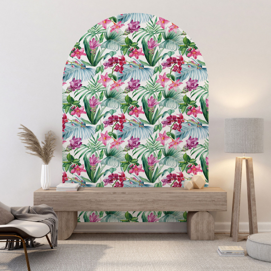 Wandtattoo Rundbogen - Blumenmotiv