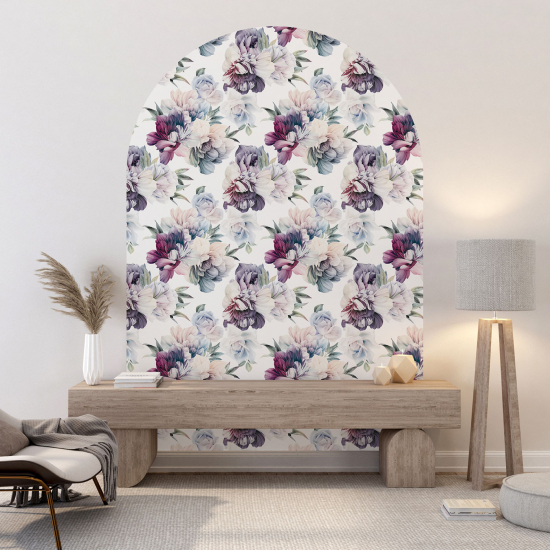 Wandtattoo Rundbogen - Blumenmotiv