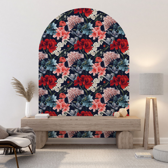 Wandtattoo Rundbogen - Blumenmotiv