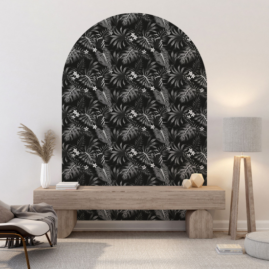 Wandtattoo Rundbogen - Blumenmotiv
