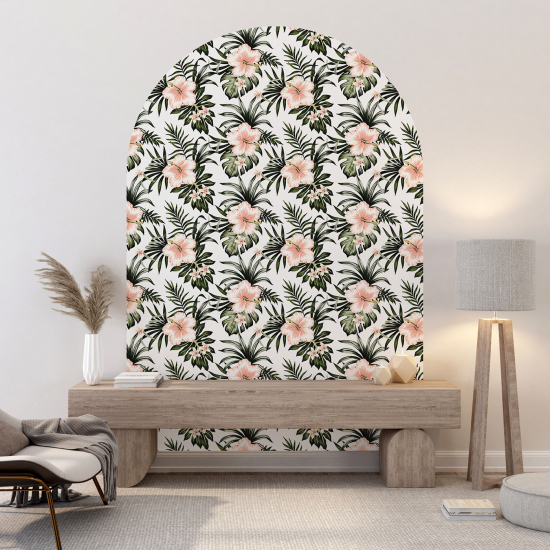 Wandtattoo Rundbogen - Blumenmotiv