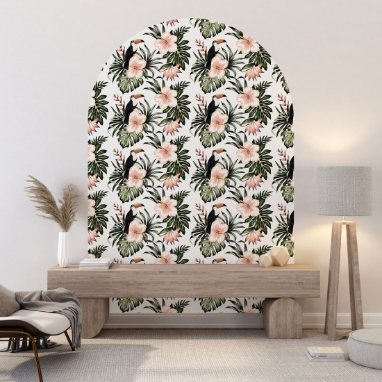 Wandtattoo Rundbogen - Blumenmotiv
