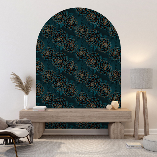 Wandtattoo Rundbogen - Blumenmotiv