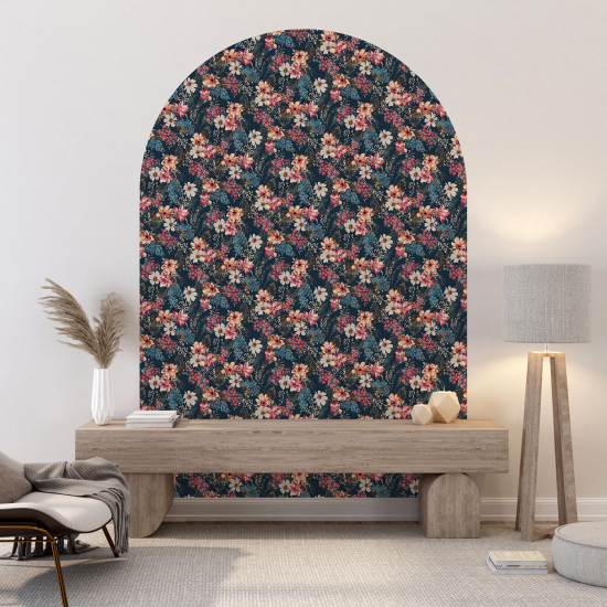 Wandtattoo Rundbogen - Blumenmotiv