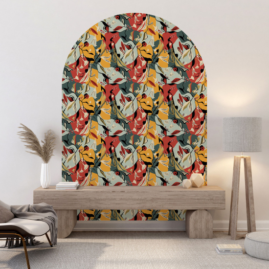 Wandtattoo Rundbogen - Blumenmotiv