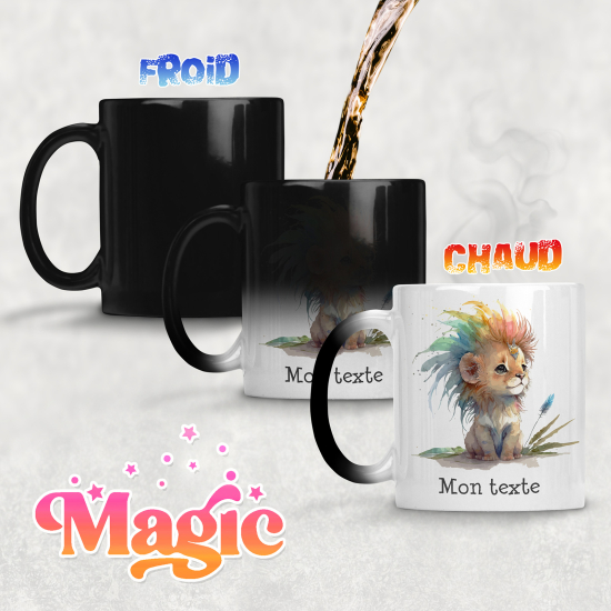 Zaubertasse personalisiert - Aquarell-Löwenjunges