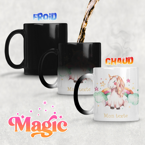 Zaubertasse personalisiert - Einhorn Wolken