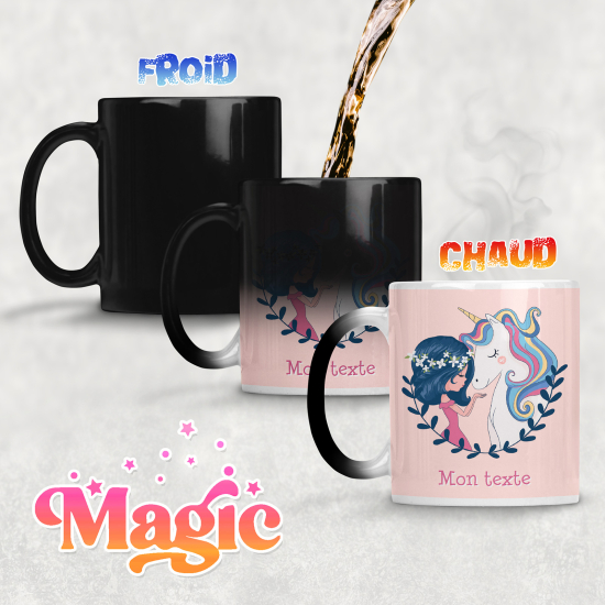 Zaubertasse personalisiert - Mädchen und Einhorn