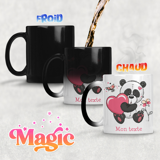 Zaubertasse personalisiert - Panda Herz