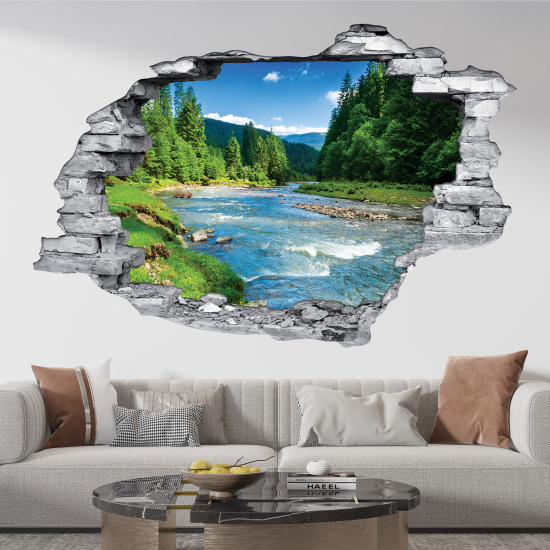 3D Wandtattoo - Fluss der Berge