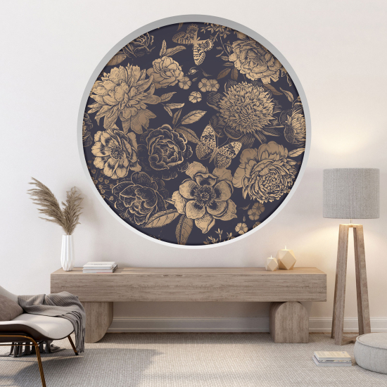 3D Wandtattoo - Optische Täuschung - Blumen Schmetterlinge
