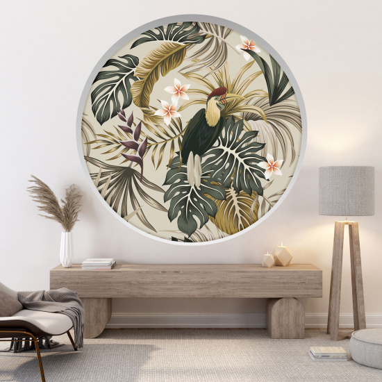 3D Wandtattoo - Optische Täuschung - Blumen Vogel