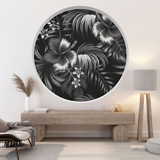 3D Wandtattoo - Optische Täuschung - Tropische Blumen