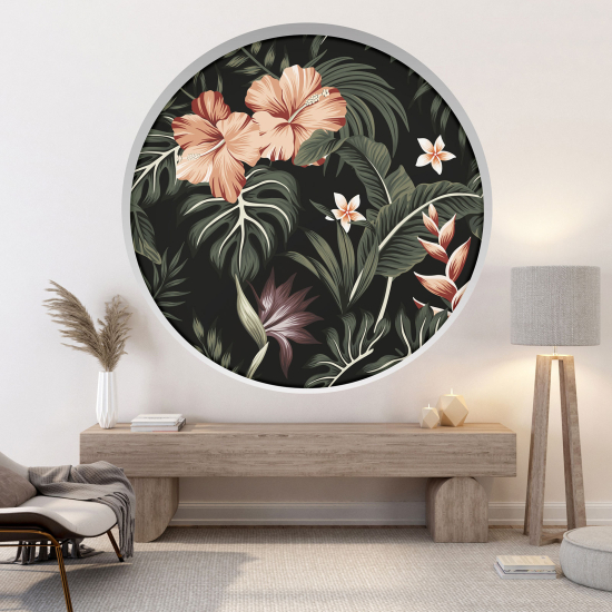 3D Wandtattoo - Optische Täuschung - Tropische Blumen