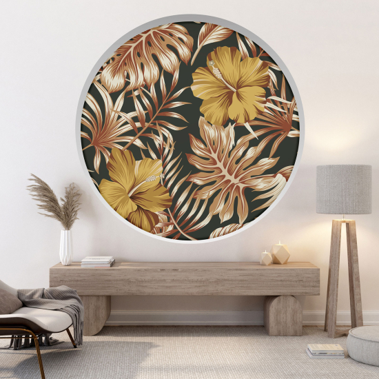 3D Wandtattoo - Optische Täuschung - Tropische Blumen