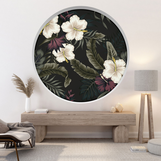3D Wandtattoo - Optische Täuschung - Tropische Blumen