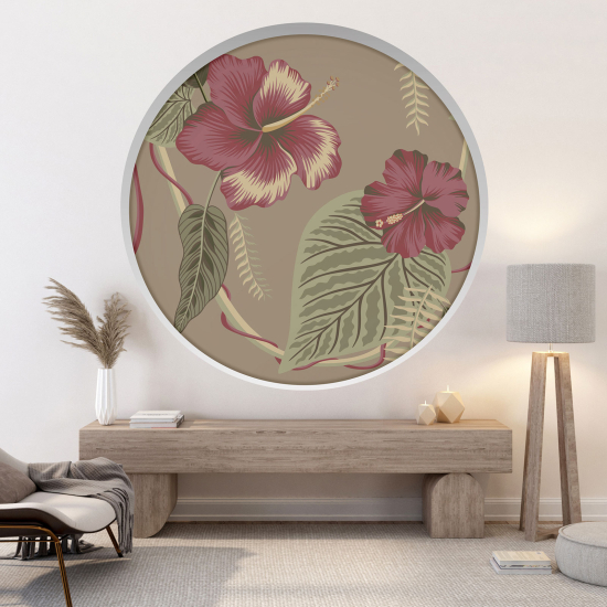 3D Wandtattoo - Optische Täuschung - Tropische Blumen