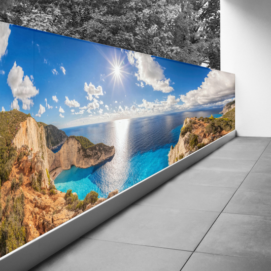 Bedruckter Sichtschutz - Optische Täuschung - 130x358 cm - Meerblick