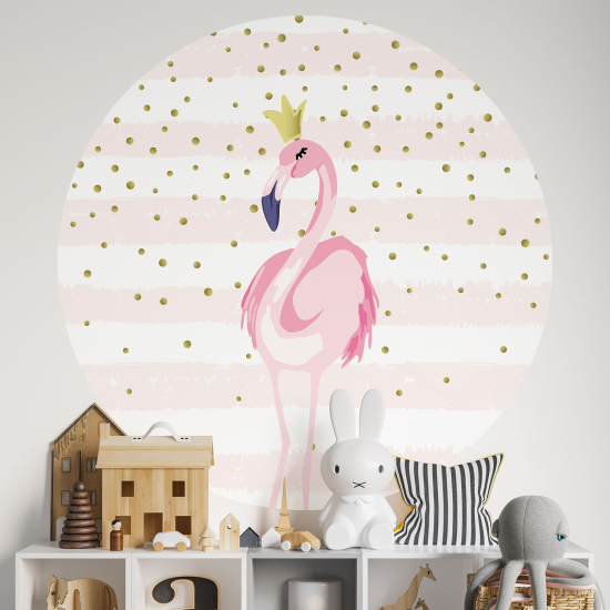 Kinderzimmer Wandtattoo rund - Rosa Flamingo