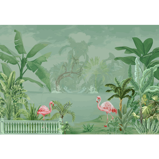 Panoramatapete - Flamingos
