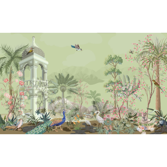 Panoramatapete - Garten Vögel